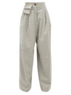 Matchesfashion.com Natasha Zinko - Wide-leg Wool-blend Tailored Trousers - Womens - Grey