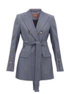 Matchesfashion.com Altuzarra - Striped Double-breasted Wool-blend Jacket - Womens - Blue