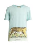 Gucci Walking Tiger-print Short-sleeved Cotton T-shirt