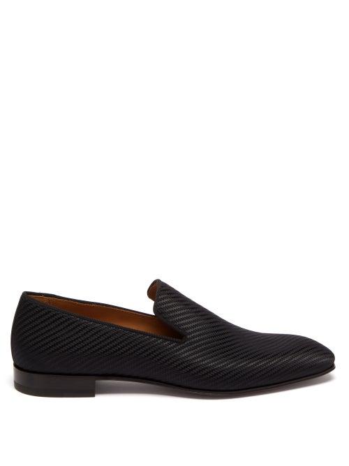 Mens Shoes Christian Louboutin - Dandelion Striped Canvas Loafers - Mens - Black
