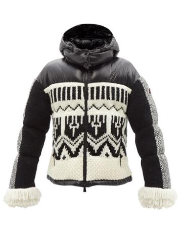 Moncler - Hyoseris Wool-blend And Shell Hooded Jacket - Womens - Black White