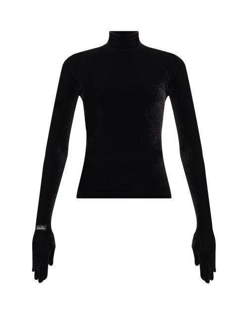 Matchesfashion.com Richard Quinn - Glove High-neck Velvet Top - Womens - Black
