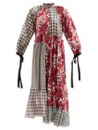 Matchesfashion.com Biyan - Aworthia Asymmetric Patchworked Cotton Dress - Womens - Red Multi
