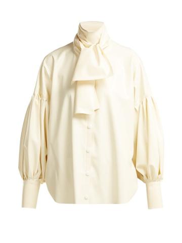 Matchesfashion.com Hillier Bartley - Pussy Bow Latex Blouse - Womens - Cream