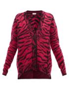 Matchesfashion.com Saint Laurent - Zebra Jacquard Wool Blend Cardigan - Womens - Pink Multi