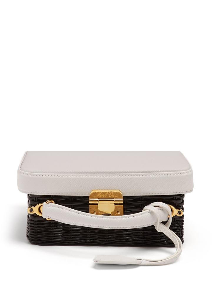 Mark Cross Grace Small Leather And Wicker Box Bag