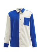 Matchesfashion.com Wales Bonner - Montego Colour-block Cotton-blend Corduroy Shirt - Mens - White