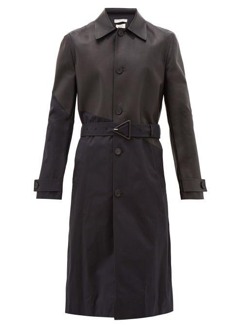 Matchesfashion.com Bottega Veneta - Twill And Leather Trench Coat - Mens - Black