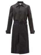 Matchesfashion.com Bottega Veneta - Twill And Leather Trench Coat - Mens - Black
