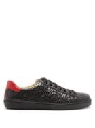 Matchesfashion.com Gucci - New Ace Gg Quilted-leather Trainers - Mens - Black Red