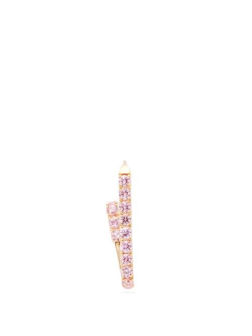 Matchesfashion.com Hillier Bartley - Crystal Pav Paper Clip Gold Plated Earring - Womens - Pink