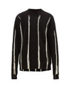 Matchesfashion.com Ann Demeulemeester - Jacquard Stripe Alpaca Blend Longline Sweater - Mens - Black White