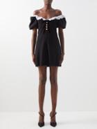 Alessandra Rich - Lace-trimmed Off-the-shoulder Crepe Mini Dress - Womens - Black