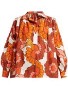 Matchesfashion.com Dodo Bar Or - Vyan Floral Print Cotton Shirt - Womens - Orange Print