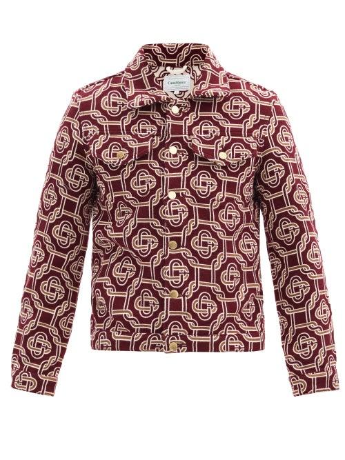 Matchesfashion.com Casablanca - Monogram-jacquard Jacket - Mens - Burgundy