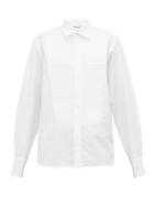 Matchesfashion.com Bottega Veneta - Ribbed Bib Cotton Poplin Shirt - Womens - White
