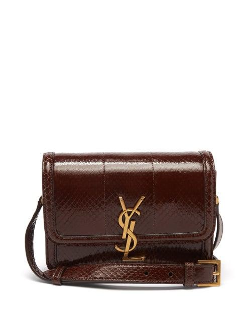 Saint Laurent - Solferino Python-effect Leather Shoulder Bag - Womens - Dark Brown