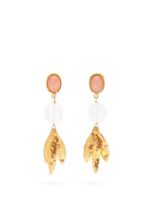 Matchesfashion.com Sylvia Toledano - Crystal Vibes Rose Quartz Clip Earrings - Womens - Pink Multi