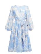 Matchesfashion.com Beulah - Nandita Blue Shadow Floral Print Silk Midi Dress - Womens - Blue White