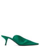 Matchesfashion.com Prada - Point Toe Satin Mules - Womens - Green