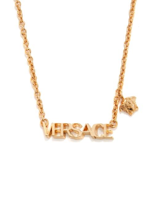 Versace - Medusa-charm Logo-link Necklace - Womens - Yellow Gold