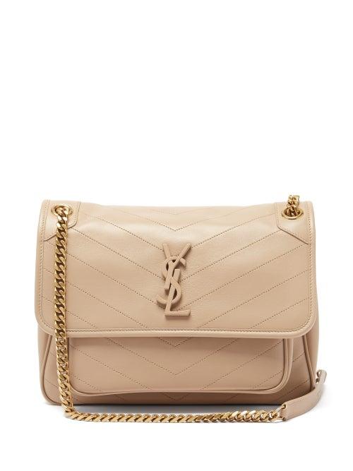 Matchesfashion.com Saint Laurent - Niki Medium Ysl-logo Quilted Leather Shoulder Bag - Womens - Beige