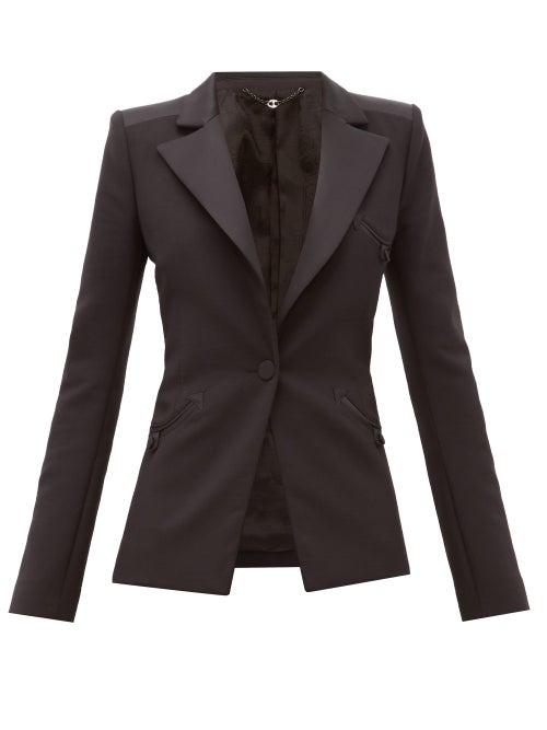 Matchesfashion.com Paco Rabanne - Single-breasted Wool-blend Crepe Jacket - Womens - Black