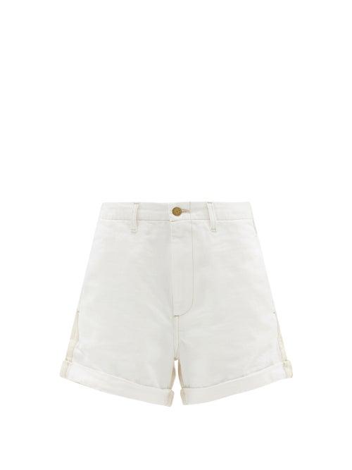 Matchesfashion.com B Sides - Panelled Denim Shorts - Womens - White