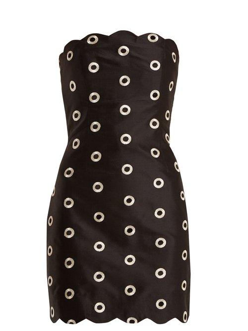 Matchesfashion.com Osman - Nesha Circle Embroidered Strapless Dress - Womens - Black Silver