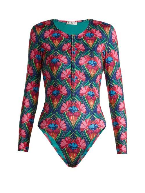 Matchesfashion.com Paolita - Maguey Rash Guard Swimsuit - Womens - Pink Multi