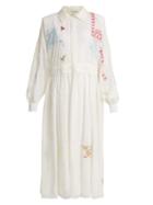 Matchesfashion.com Fendi - Embroidered Voile Dress - Womens - White Multi