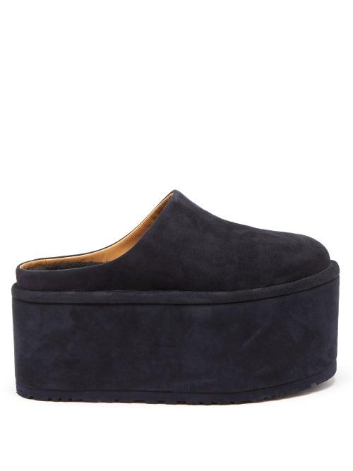 Matchesfashion.com Molly Goddard - X Ugg Suede Platform Mules - Womens - Navy