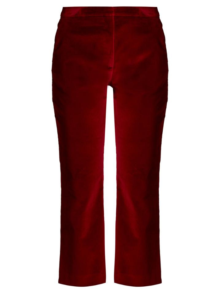 Altuzarra Nettie Cropped Kick-flare Velvet Trousers