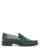 Matchesfashion.com Tod's - Gommini Crocodile Effect Leather Loafers - Womens - Dark Green