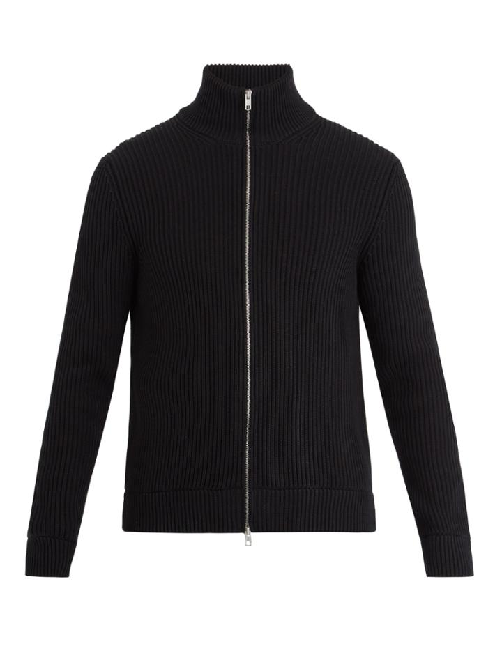 Maison Margiela Zip-through Ribbed-jersey Sweatshirt
