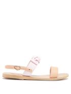 Matchesfashion.com Ancient Greek Sandals - Clio Bow Embellished Leather And Cotton Sandals - Womens - Pink White