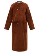 Matchesfashion.com Ins & Marchal - Georges Collarless Shearling Coat - Womens - Mid Brown