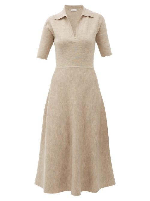 Matchesfashion.com Gabriela Hearst - Bourgeois Wool-blend Midi Dress - Womens - Beige