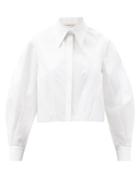 Matchesfashion.com Alexander Mcqueen - Puff-sleeve Cropped Cotton-poplin Shirt - Womens - White
