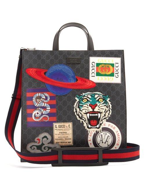Matchesfashion.com Gucci - Gg Supreme Badge Appliqu Tote Bag - Mens - Black Multi