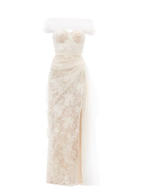 Alexander Mcqueen - Sarabande Lace-tulle Corset Gown - Womens - Ivory