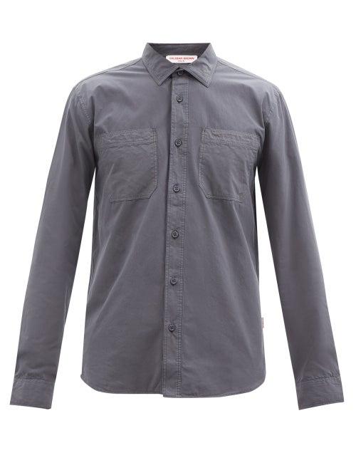 Orlebar Brown - Giles Patch-pocket Cotton-poplin Shirt - Mens - Dark Grey