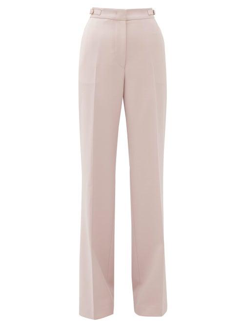 Matchesfashion.com Gabriela Hearst - Vesta Waist-tab Wool-blend Crepe Trousers - Womens - Pink