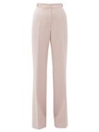 Matchesfashion.com Gabriela Hearst - Vesta Waist-tab Wool-blend Crepe Trousers - Womens - Pink