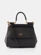 Dolce & Gabbana - Sicily Small Grained-leather Handbag - Womens - Black