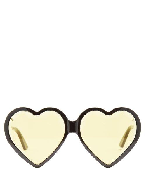 Matchesfashion.com Gucci - Heart Shaped Frame Tinted Sunglasses - Womens - Black Yellow