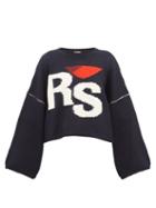 Matchesfashion.com Raf Simons - Cropped Wool Sweater - Womens - Navy Multi