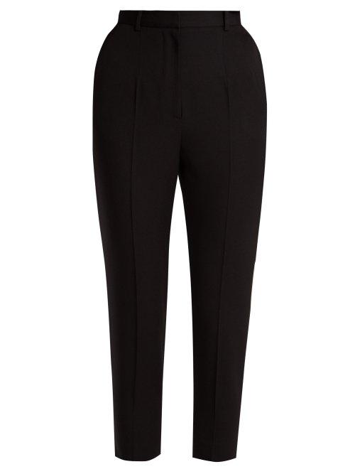 Matchesfashion.com Alexander Mcqueen - Leaf High Rise Cigarette Leg Crepe Trousers - Womens - Black