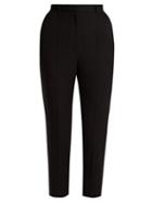 Matchesfashion.com Alexander Mcqueen - Leaf High Rise Cigarette Leg Crepe Trousers - Womens - Black