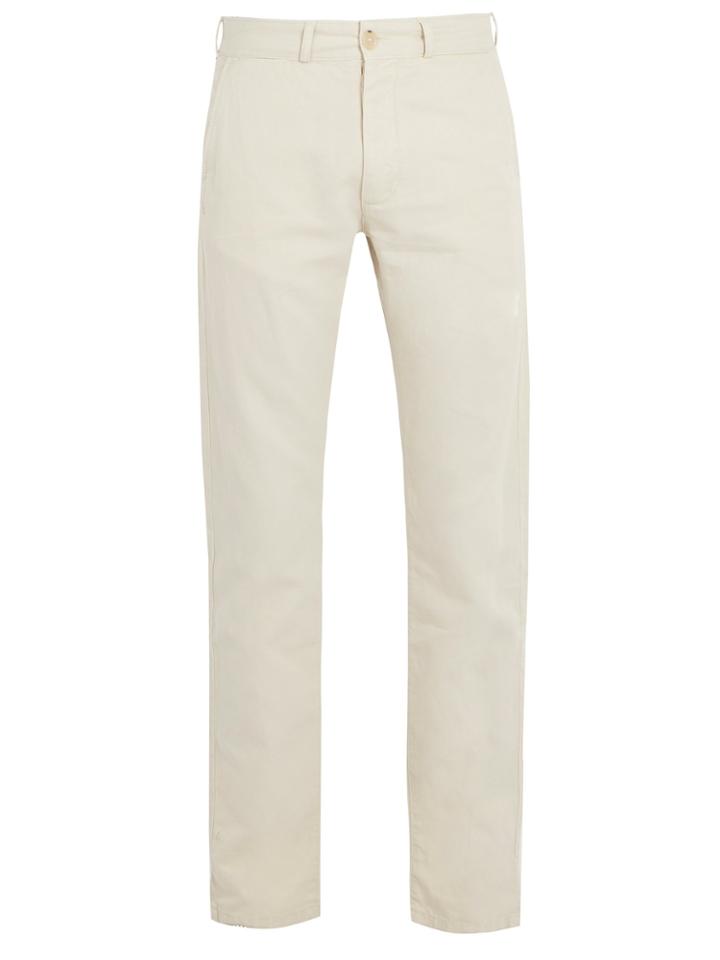 Maison Kitsuné Slim-leg Cotton And Linen-blend Chino Trousers